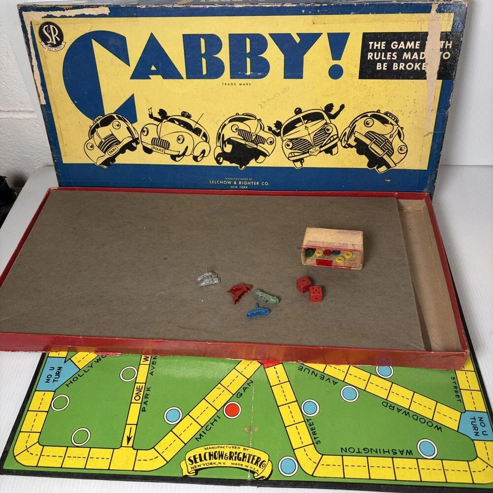 Vintage CABBY Selchow & Righter Board Game Metal Pieces 1938 (Incomplete)